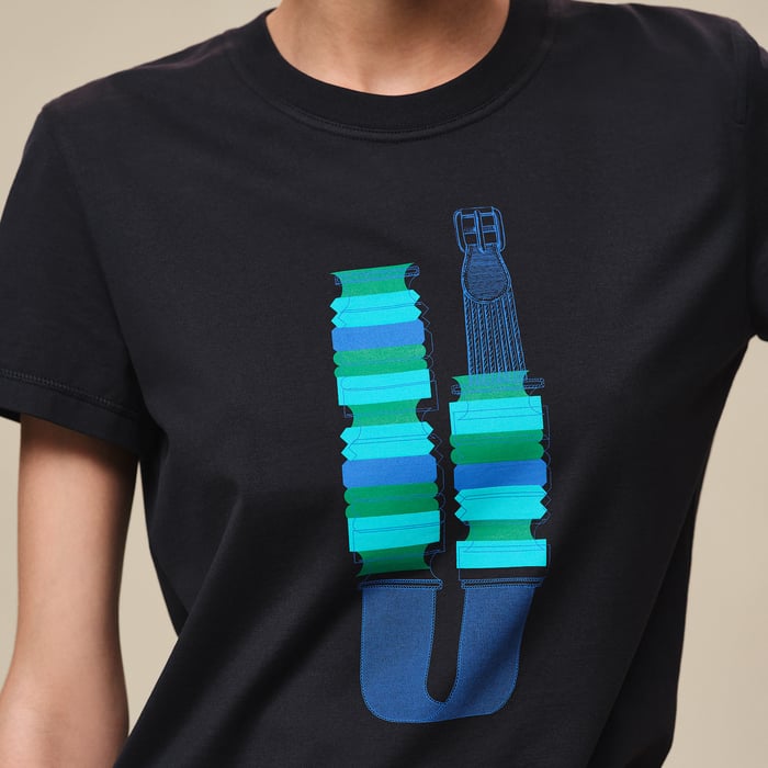 Bleu Noir Printed Straight T-shirt