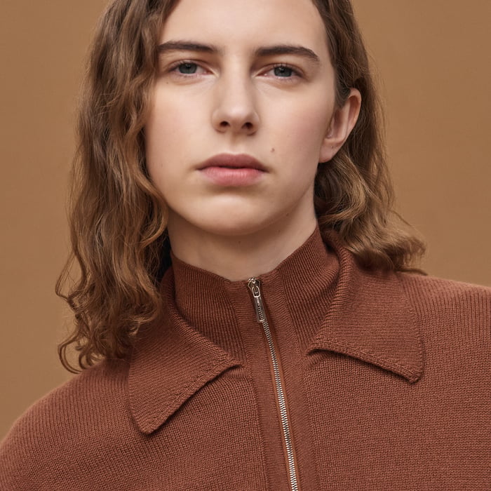Marron Fauve High Collar Sweater