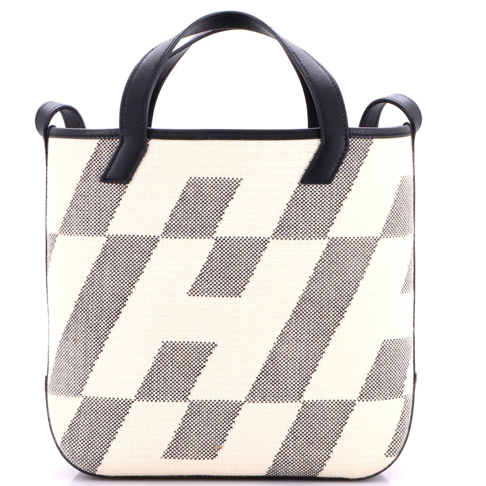 Cabas H en Biais Tote Canvas with Leather 27