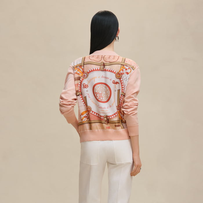 Orange Lava "Coloriages De Jour" Short Long-sleeve Twillaine Cardigan