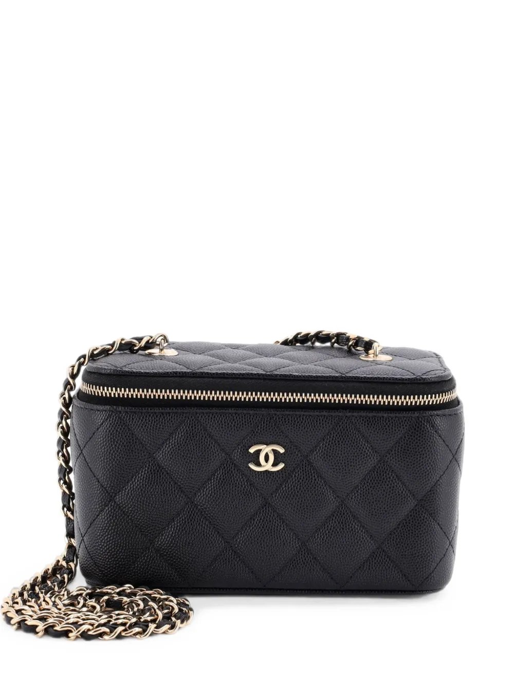 Classic Vanity Case with Chain Quilted Caviar Small crossbody bag
