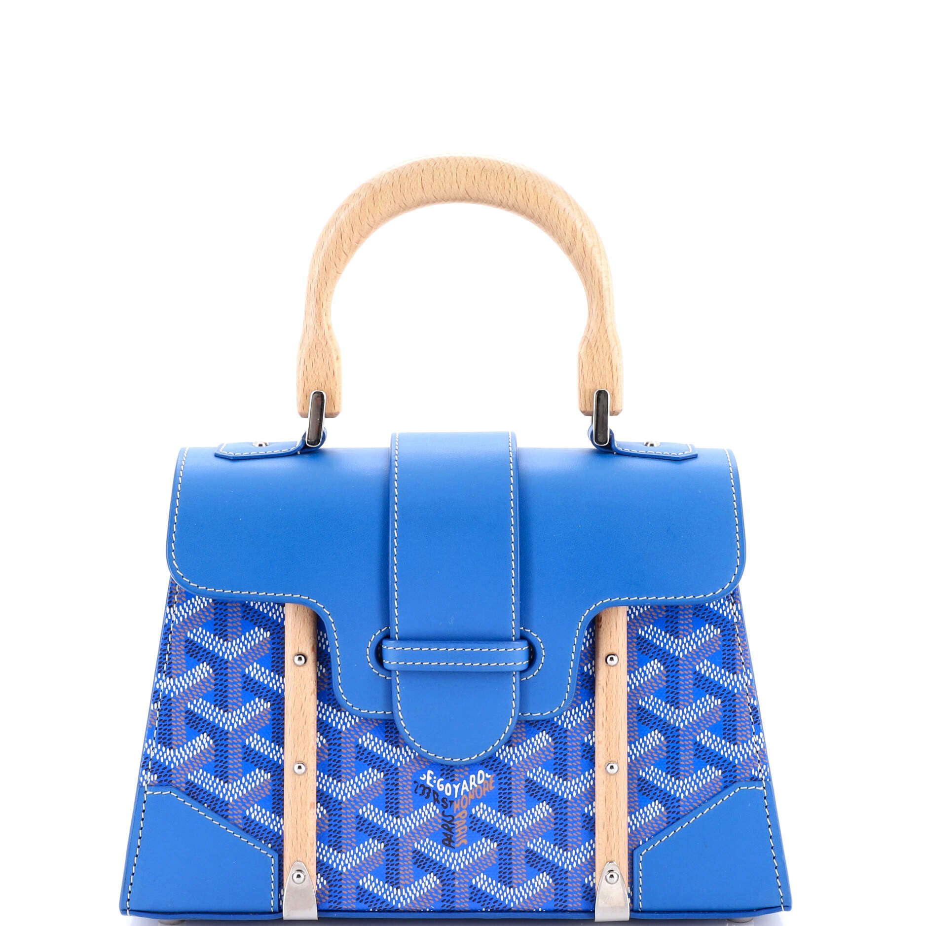 Goyard Structured Saigon Top Handle Bag Coated Canvas with Leather Mini