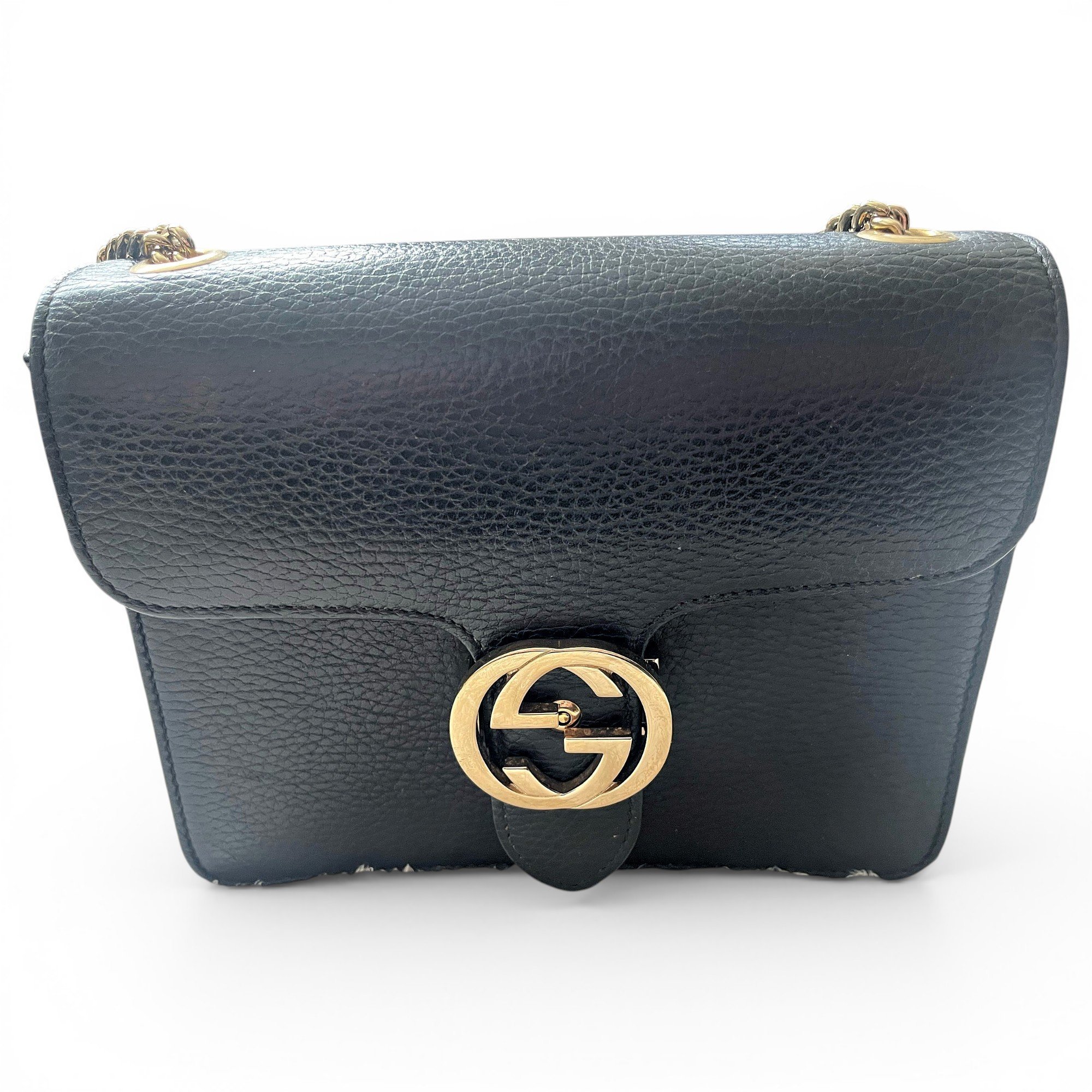 Interlocking leather handbag