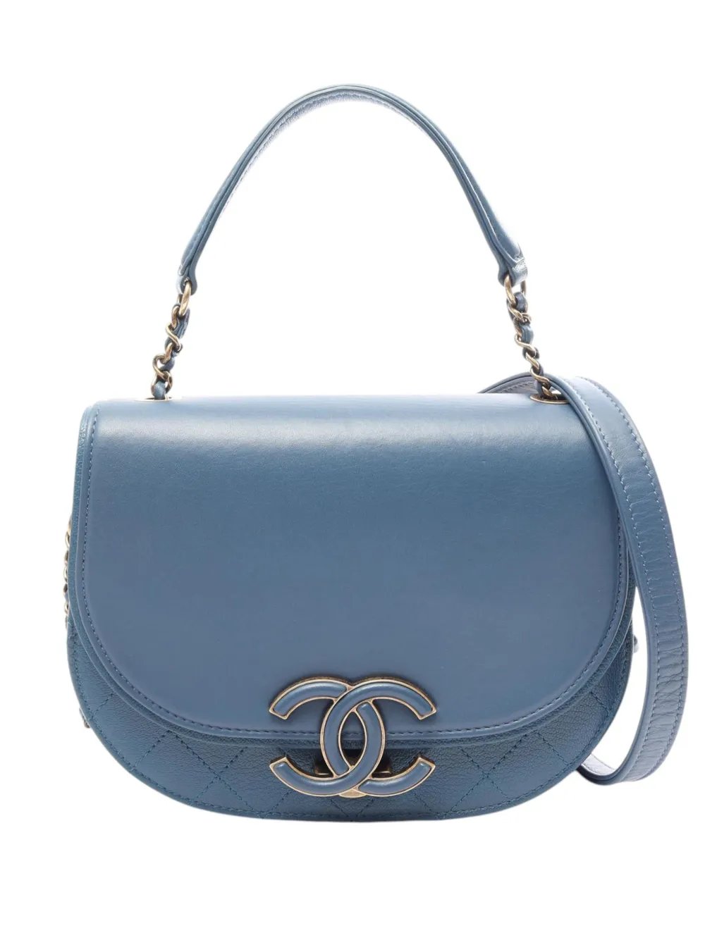 2016-2017 Medium Shiny Calfskin and Quilted Goatskin Coco Curve Flap satchel