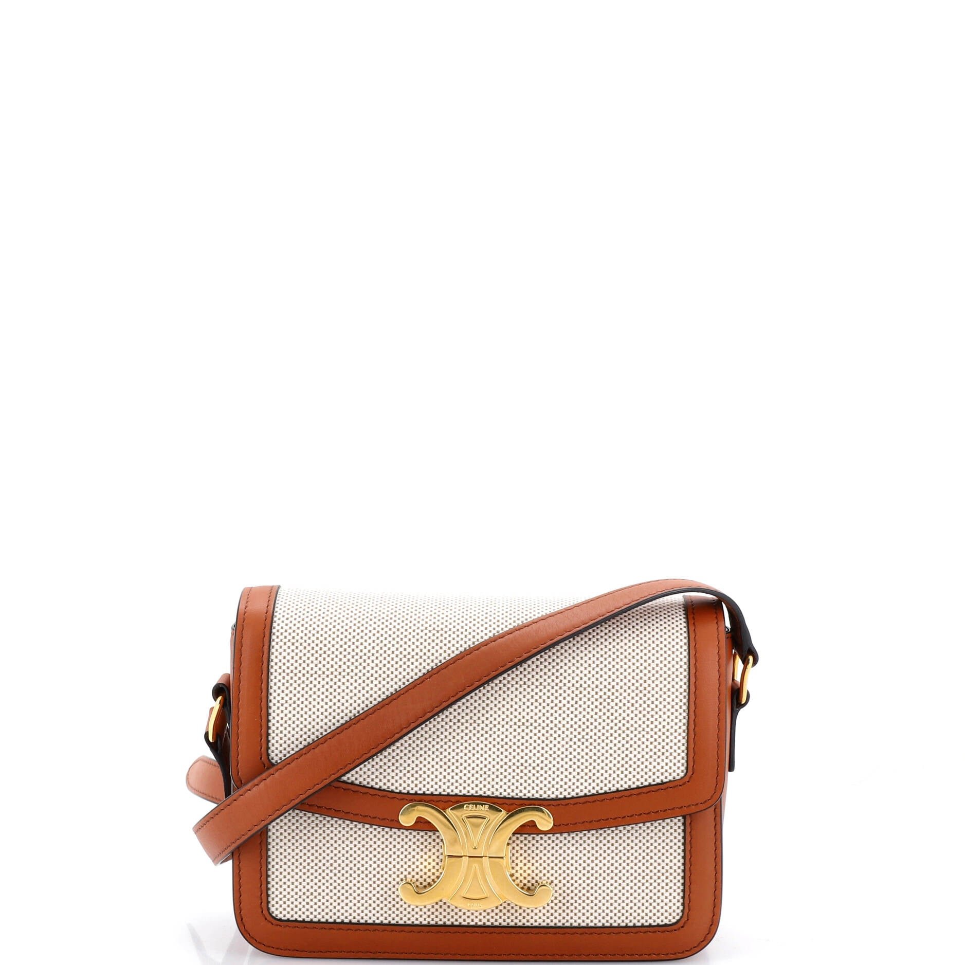 Celine Triomphe Shoulder Bag Canvas with Leather Teen