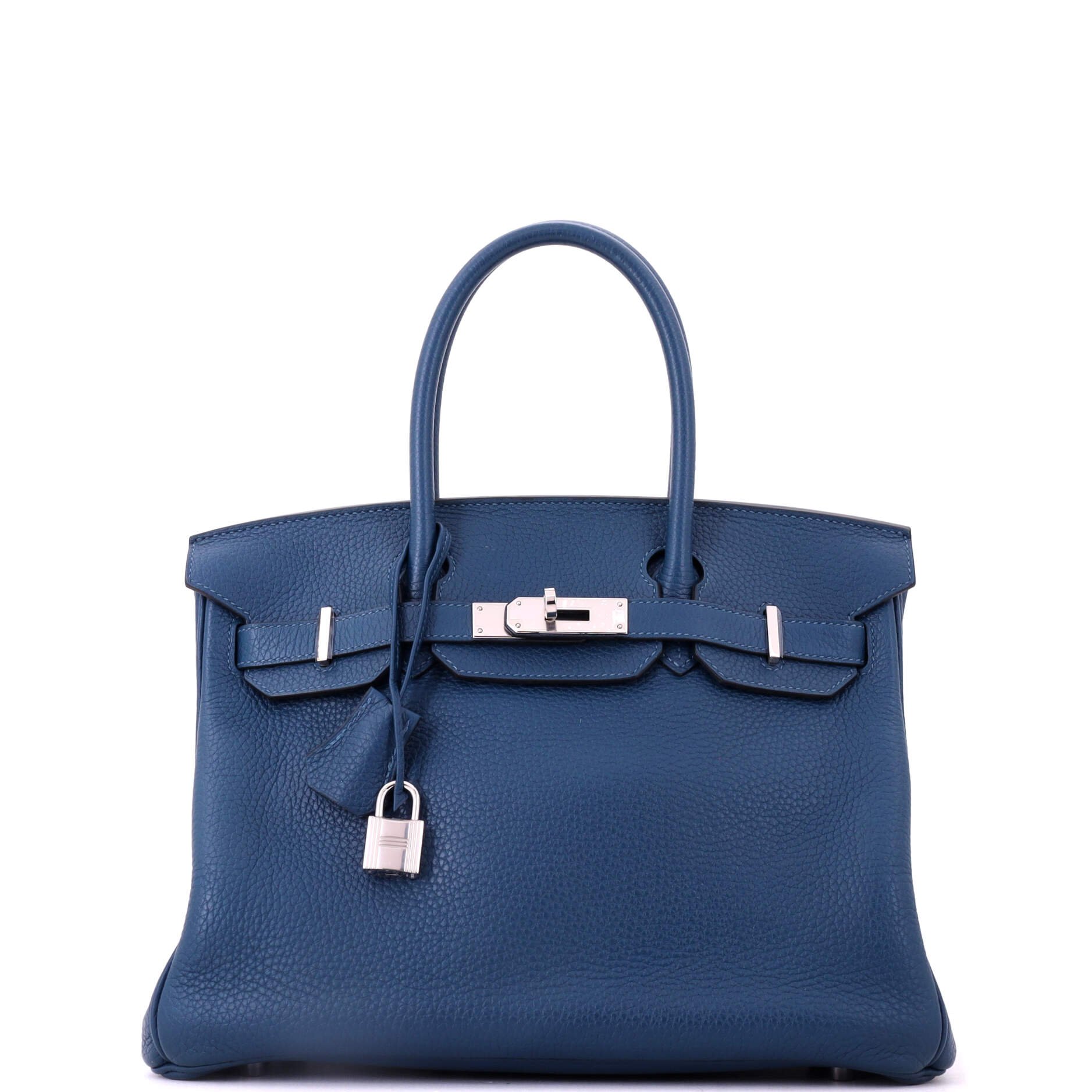Birkin Handbag Deep Blue Clemence with Palladium Hardware 30