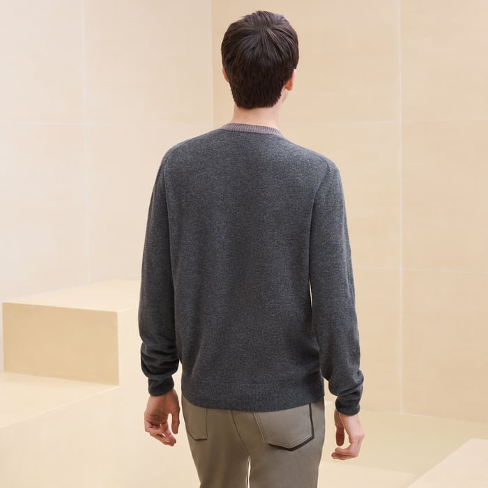 Anthracite Cashmere "Doubles Cotes H" Crewneck Sweater