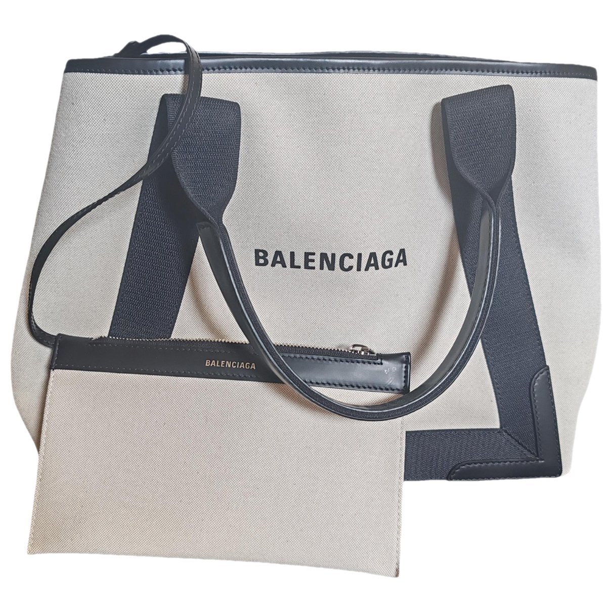 Navy cabas leather tote
