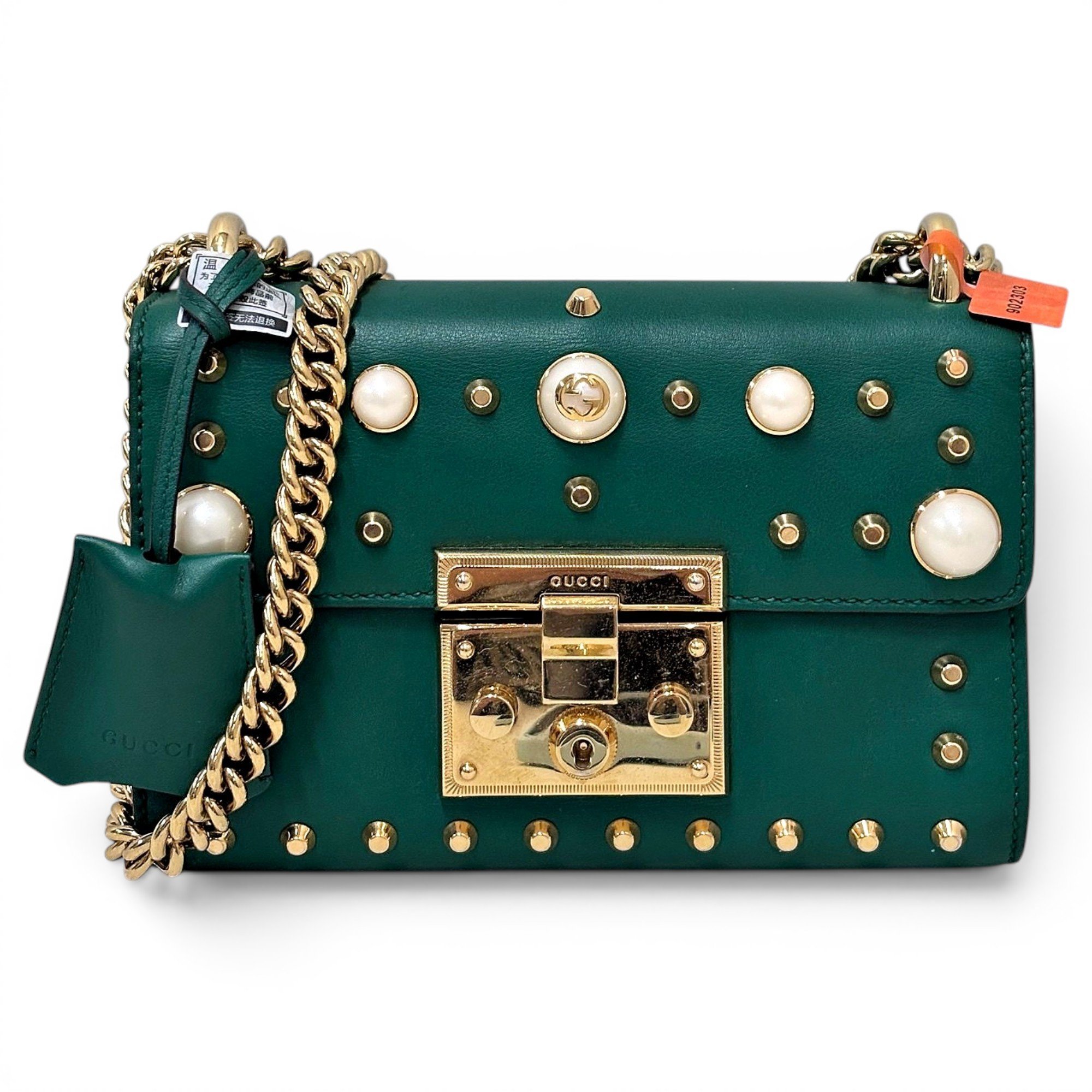 Padlock leather handbag