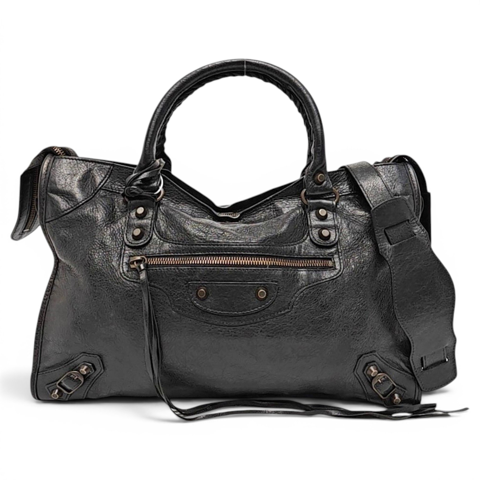 City leather handbag