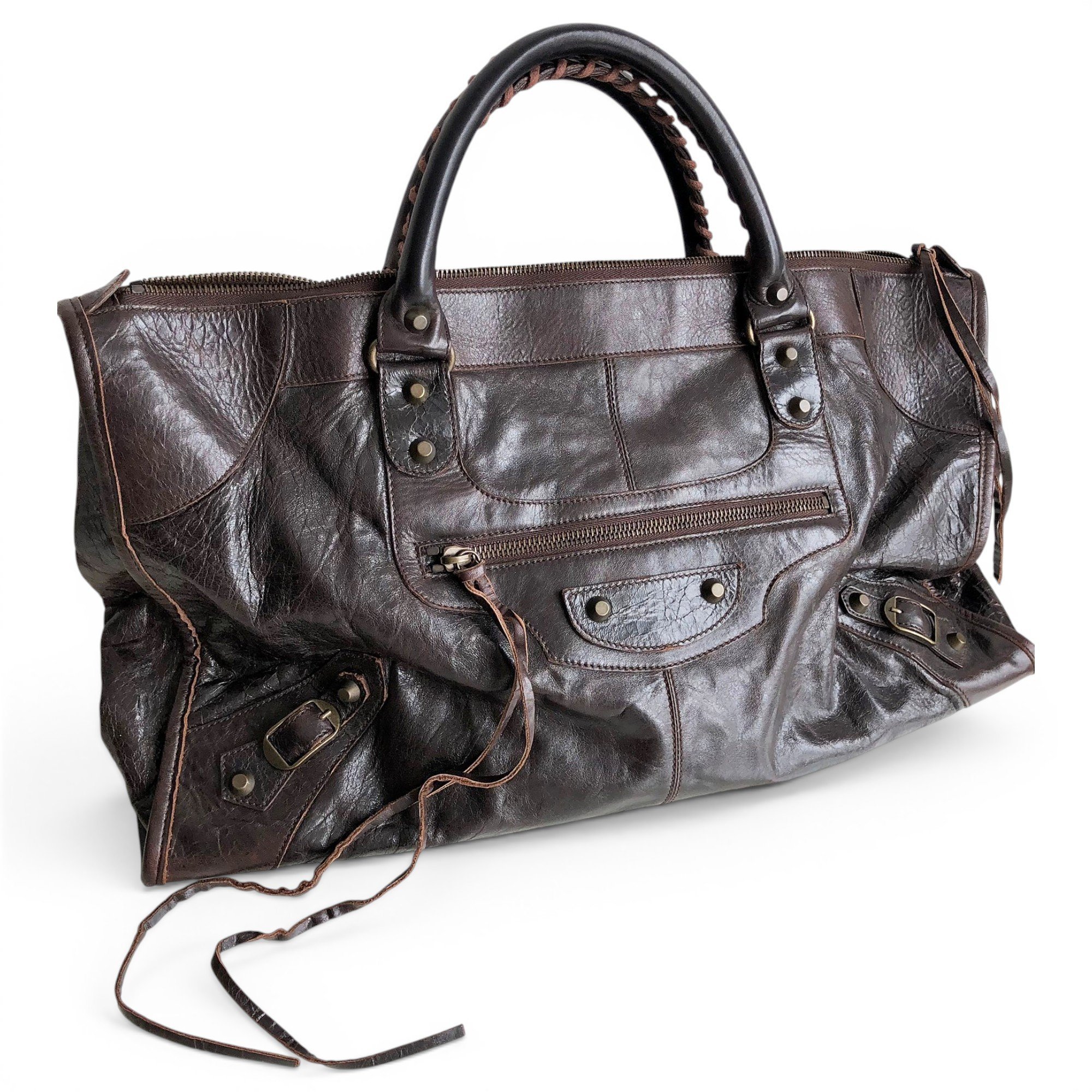 Work leather handbag