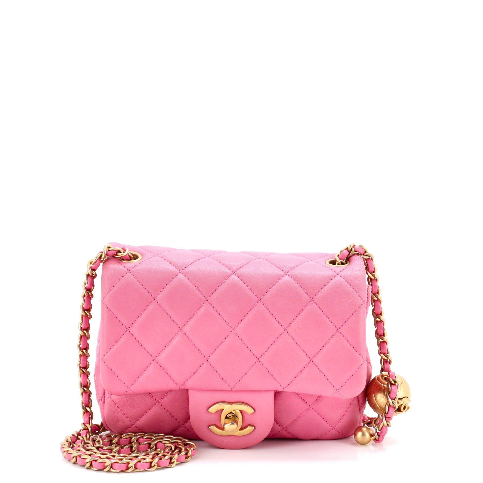 Chanel Pearl Crush Square Flap Bag Quilted Lambskin Mini