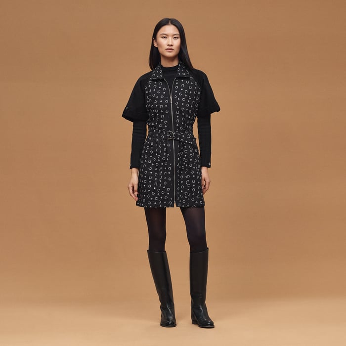 Noir "Porte-bonheur Bandana" Mixed Materials Dress