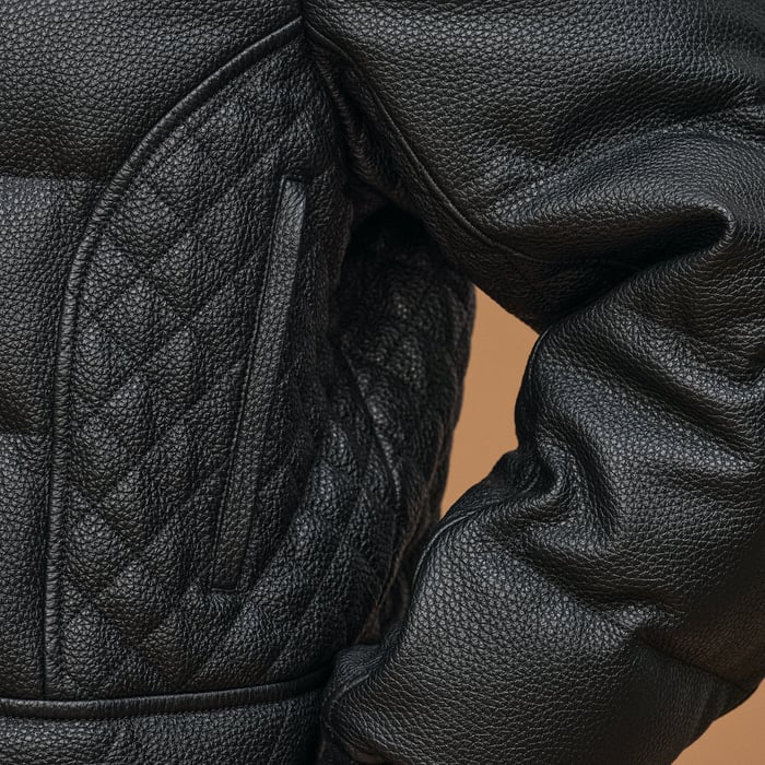 Noir Leather Puffer Coat