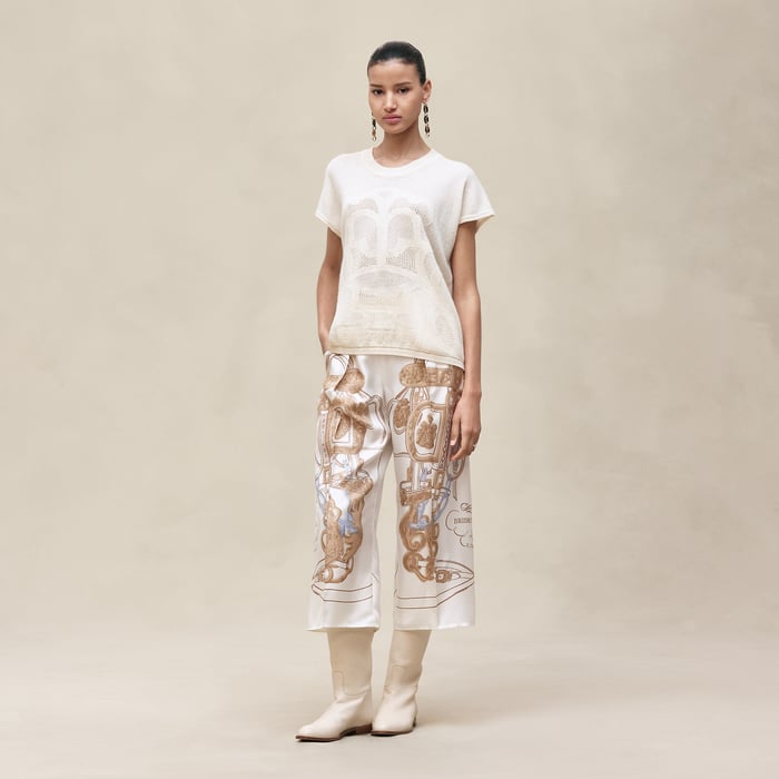 Blanc Naturel Cashmere "l'Enseigne Du Sellier" Sleeveless Sweater