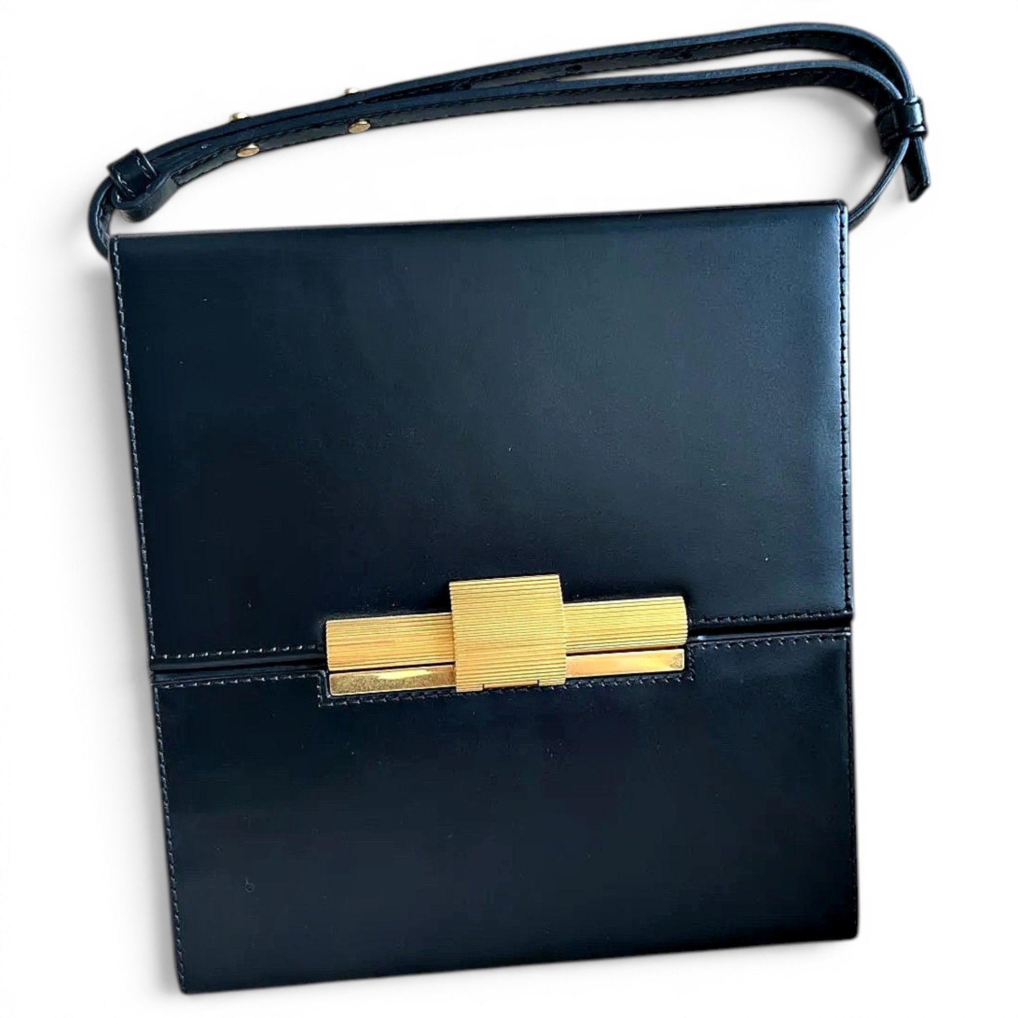 Clip leather handbag