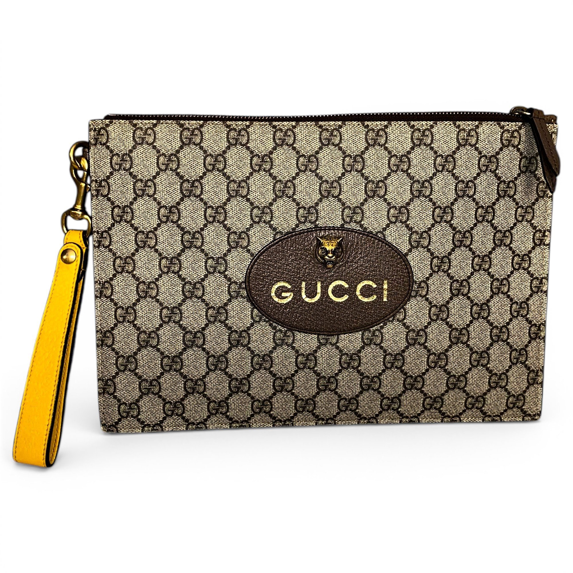 Animalier leather clutch bag