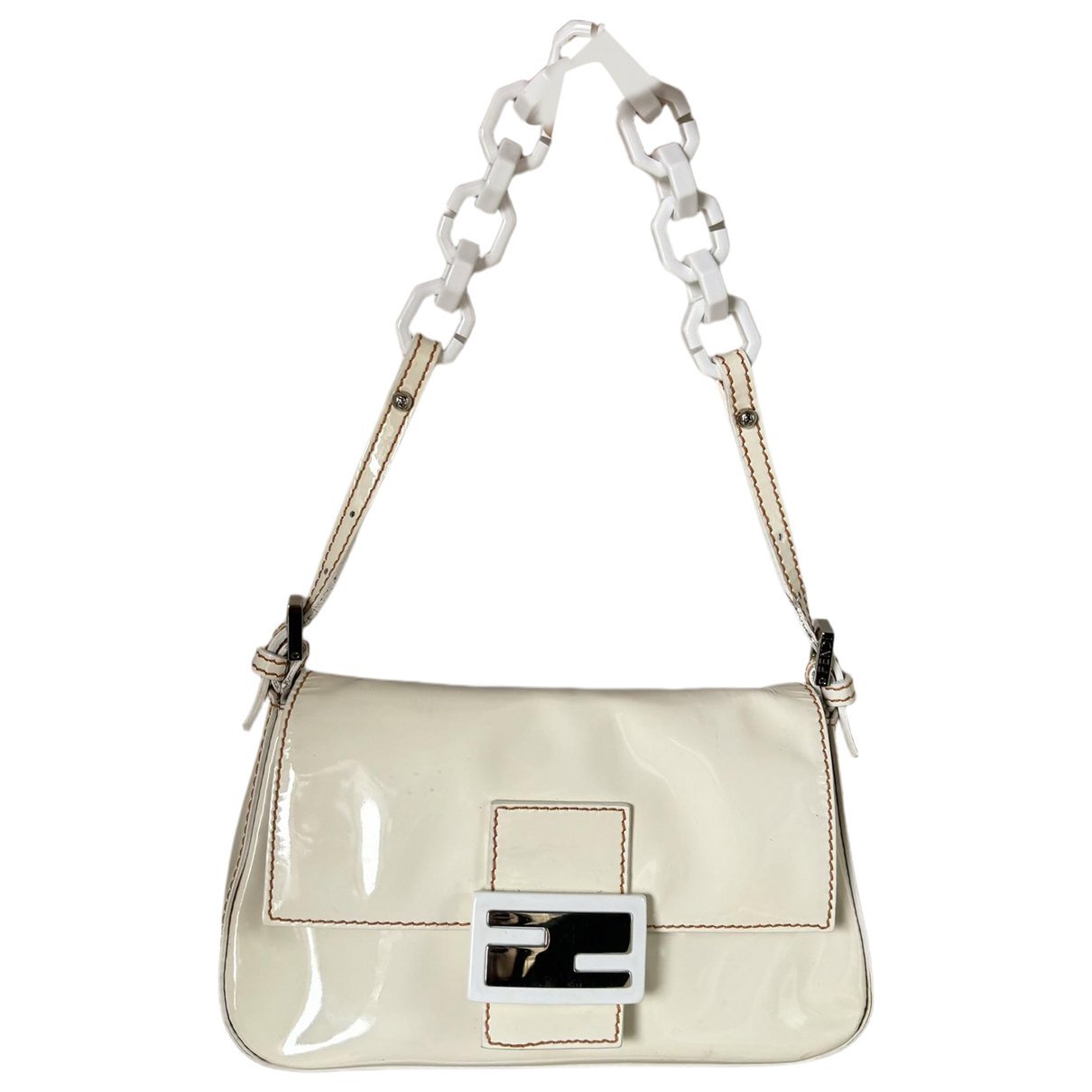 Baguette patent leather handbag