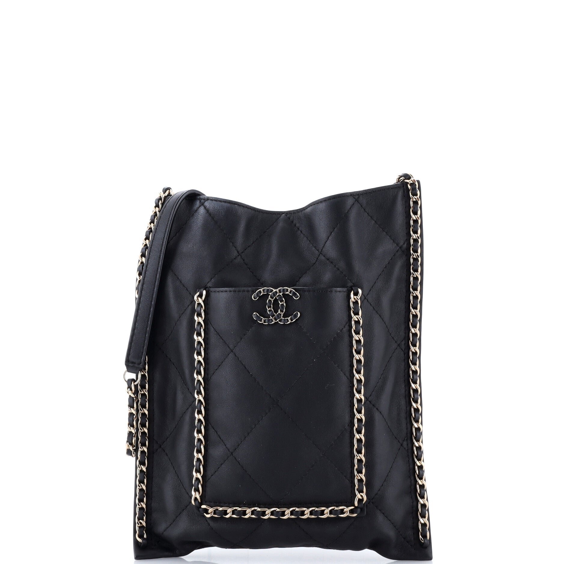 Flat Shopping Bag Quilted Calfskin Small