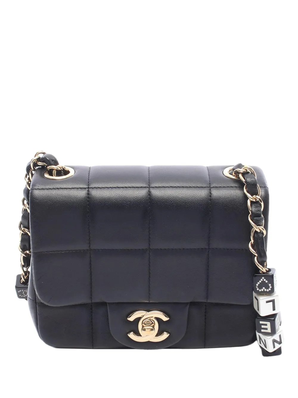 2021-2026 Mini Square Lambskin Chocolate Bar Flap crossbody bag