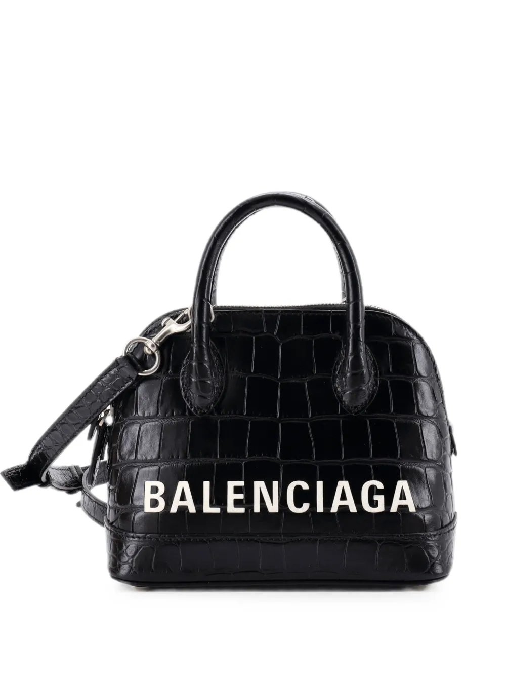 Balenciaga Logo Ville Bag Crocodile Embossed Leather XXS shoulder bag