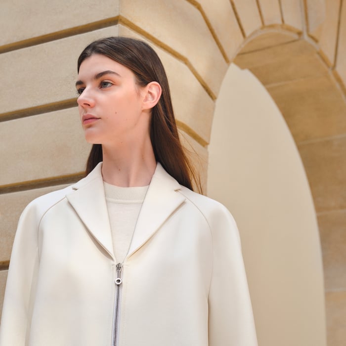 Blanc Cassé Zipped Supple Coat