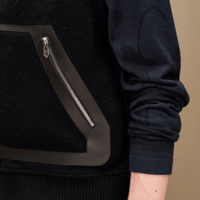 Noir Vest With Leather Details