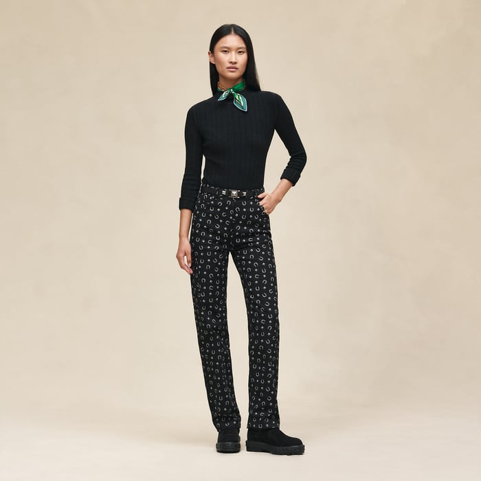 Noir "Porte-bonheur Bandana" Straight Leg Pants