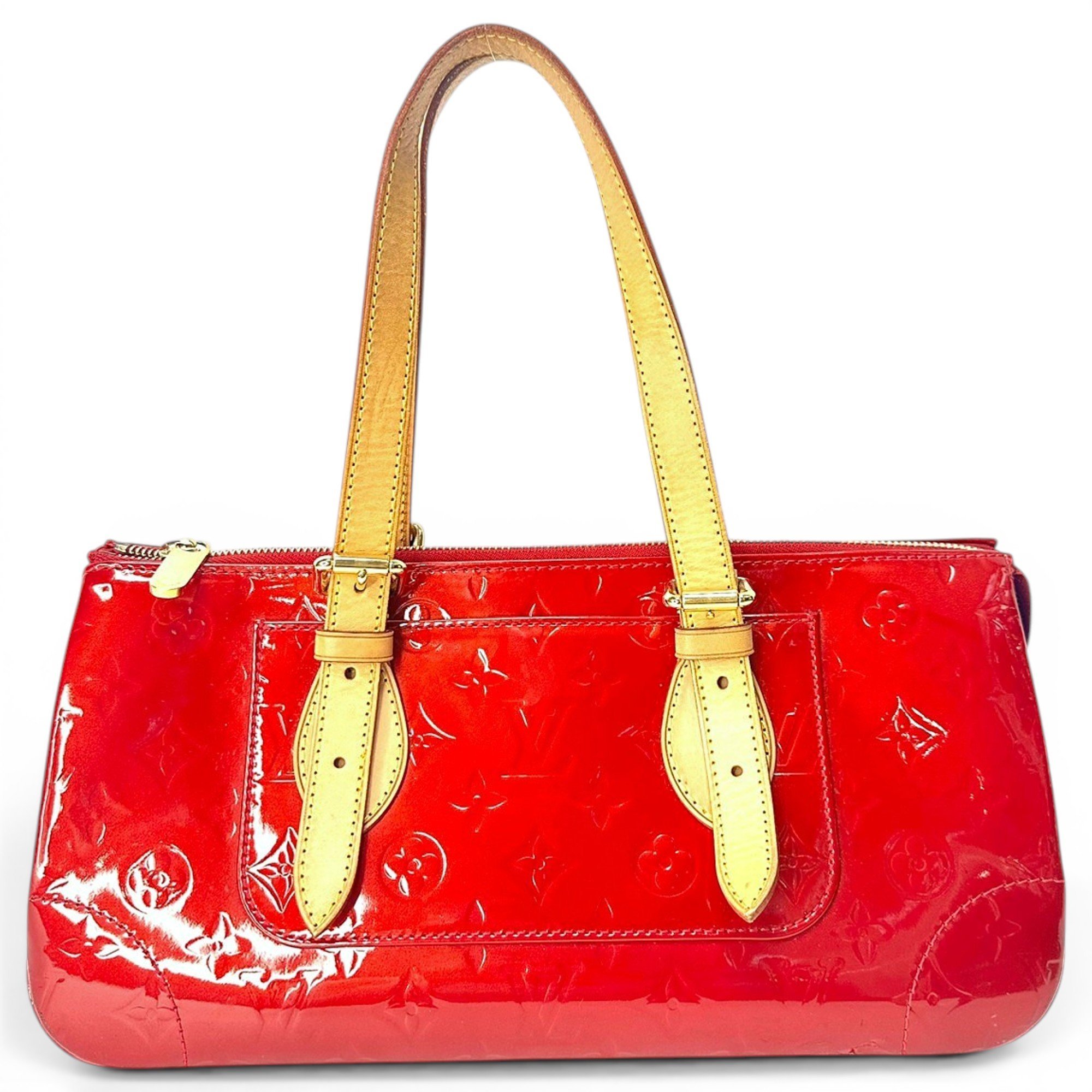 Rosewood patent leather handbag
