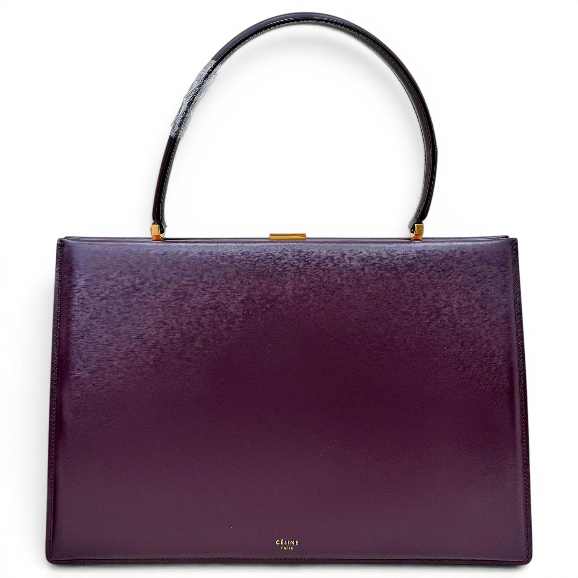 Clasp leather handbag