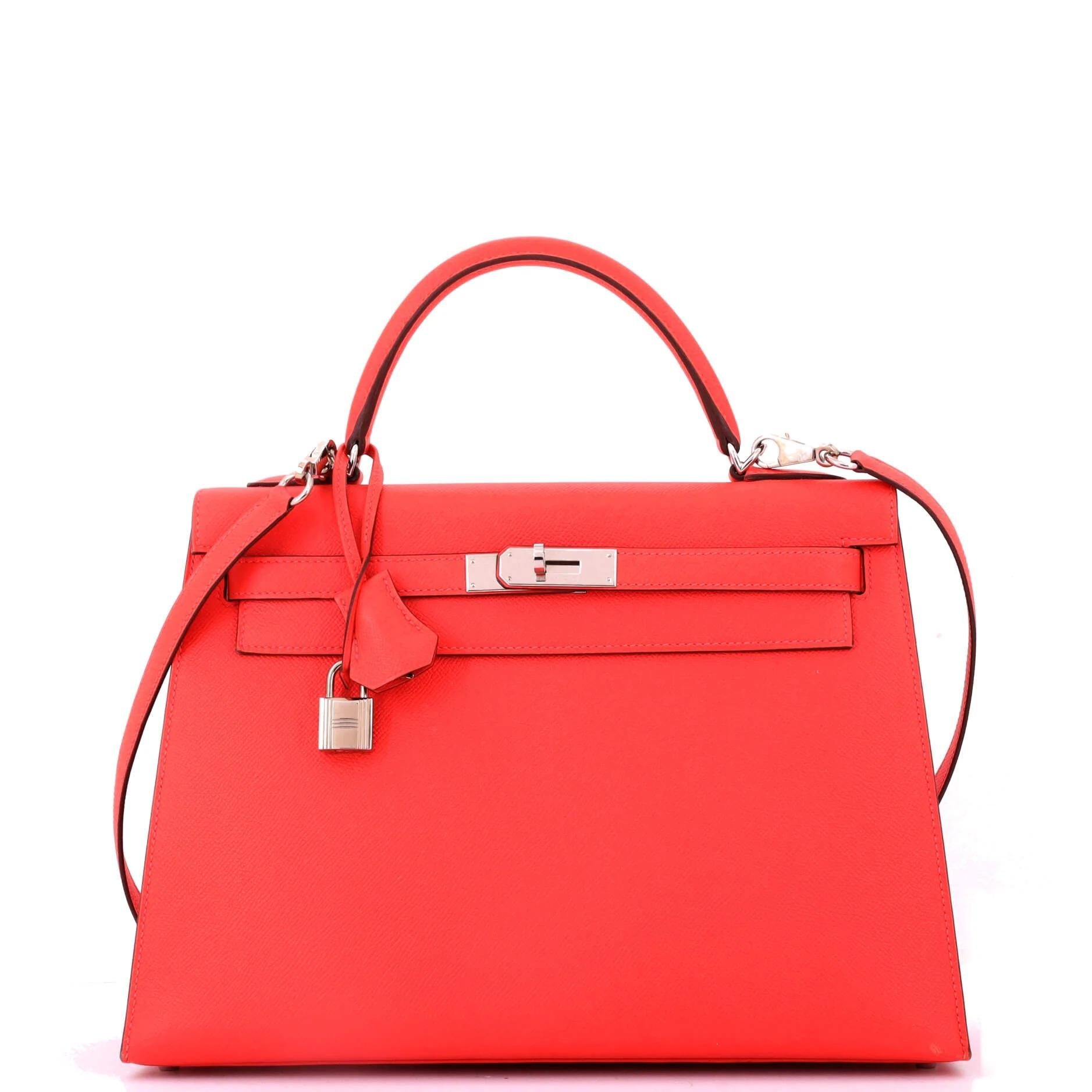 Hermes Kelly 32 Handbag Rouge Pivoine Epsom Leather 2015