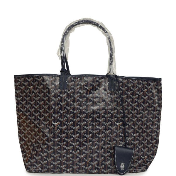 Goyard Goyardine Navy Saint Louis PM Tote Bag Palladium Hardware