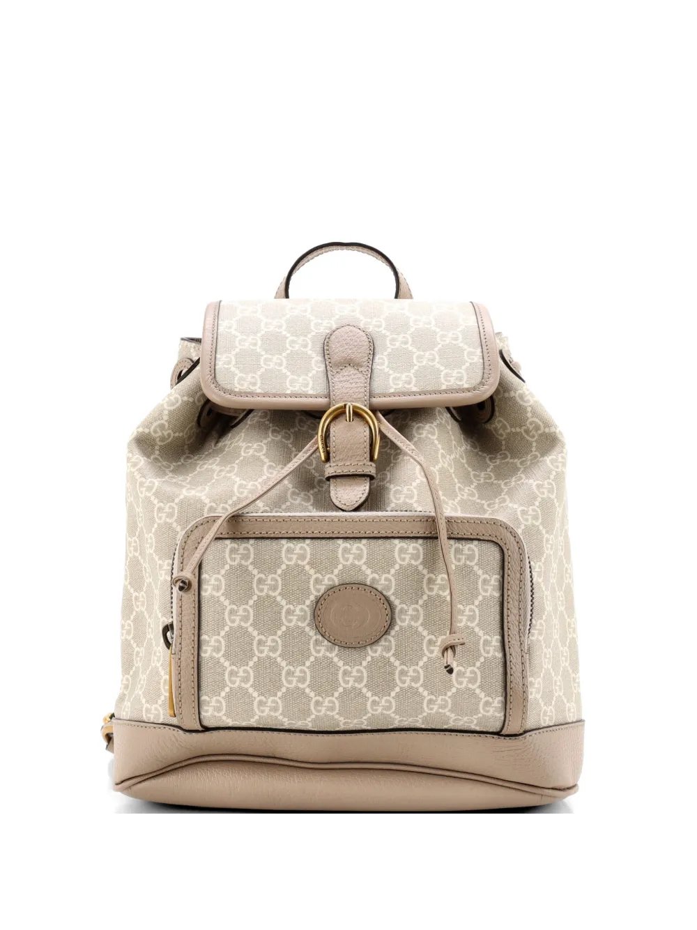 Interlocking G Patch Drawstring Flap GG Coated Canvas Small backpack