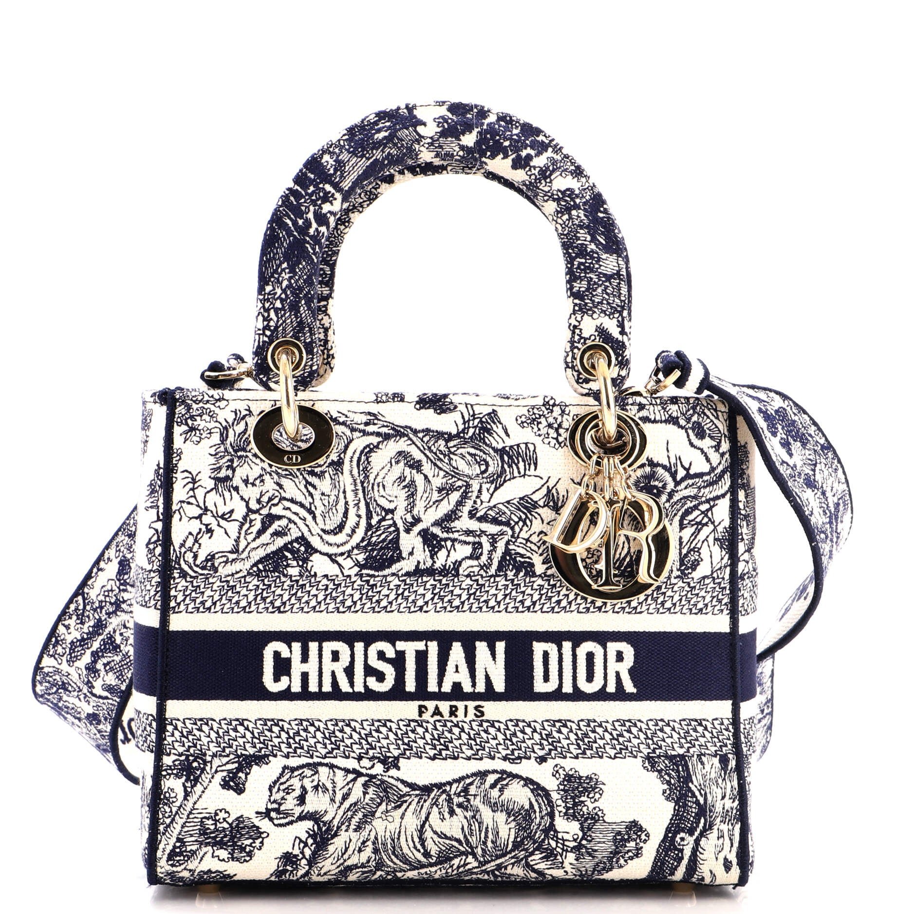 Lady D-Lite Bag Embroidered Canvas Medium