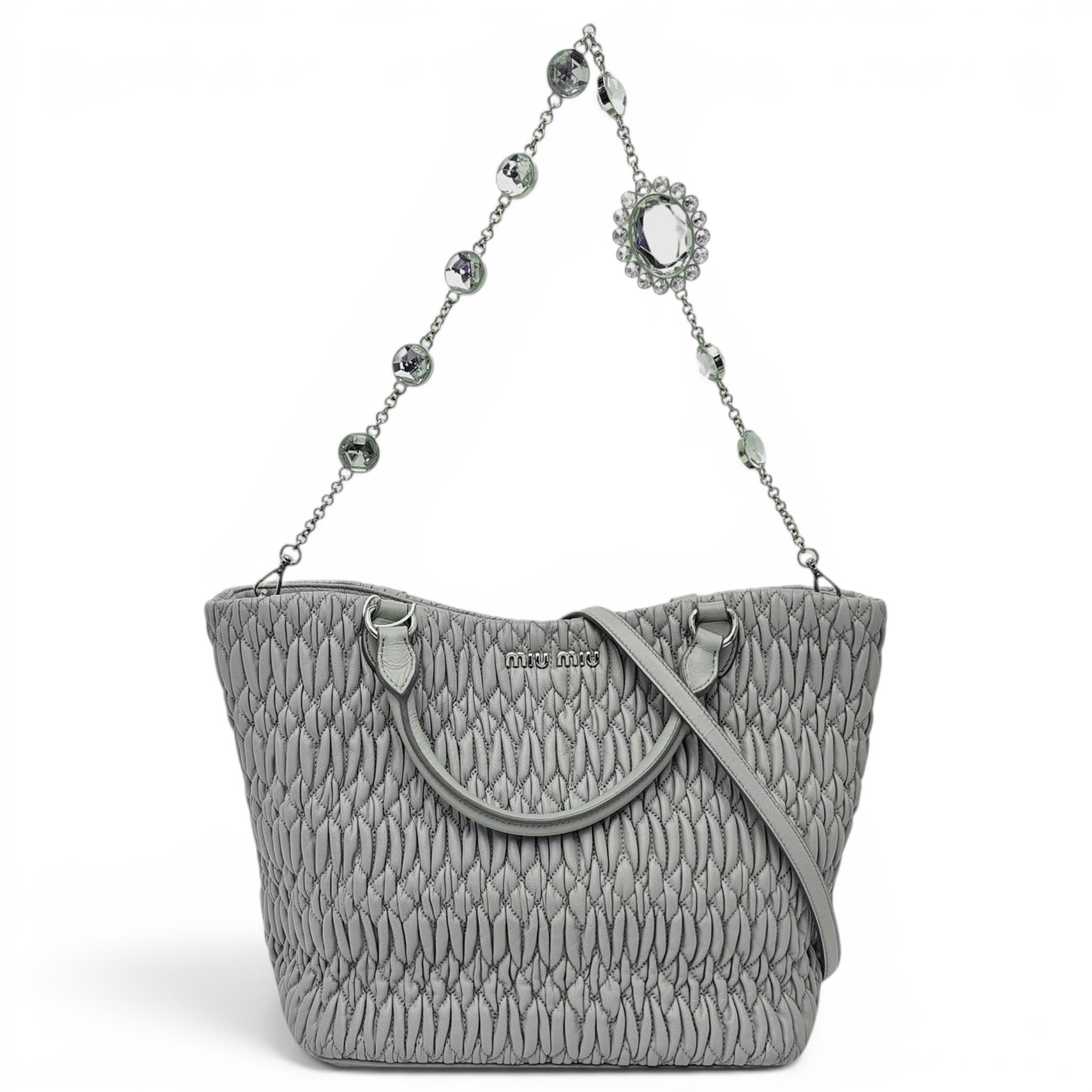 Miu Crystal leather handbag