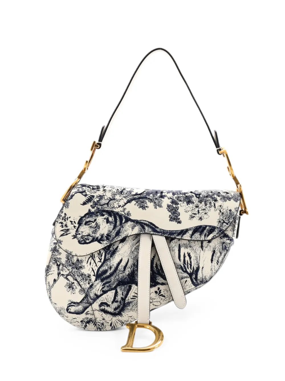 Dior Toile De Jouy Saddle Bag Embroidered Leather Medium shoulder bag