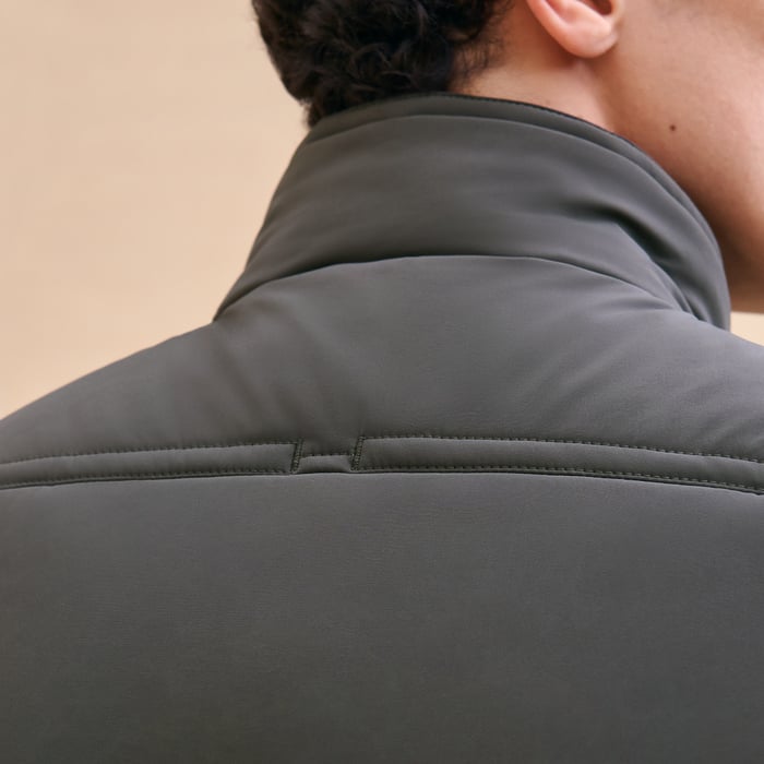 Carbone Quilted Vest With Leather Detail