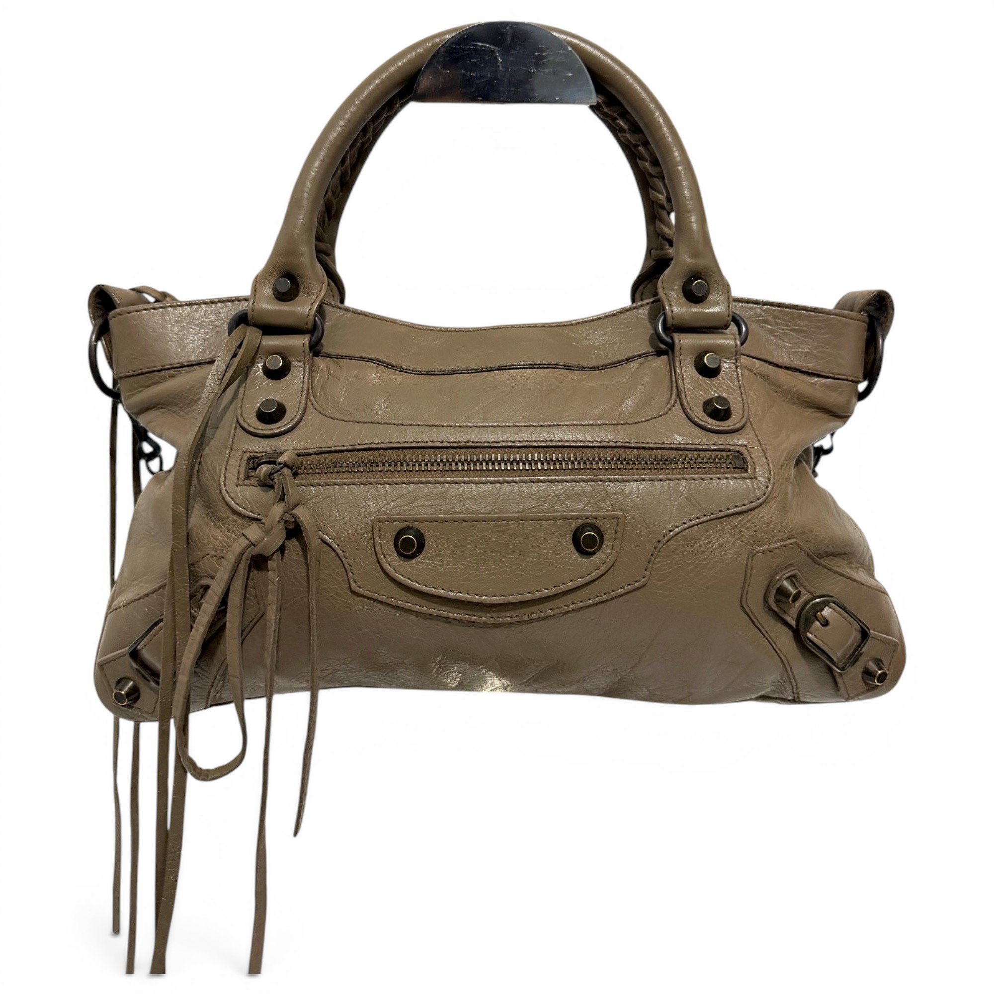 First leather handbag