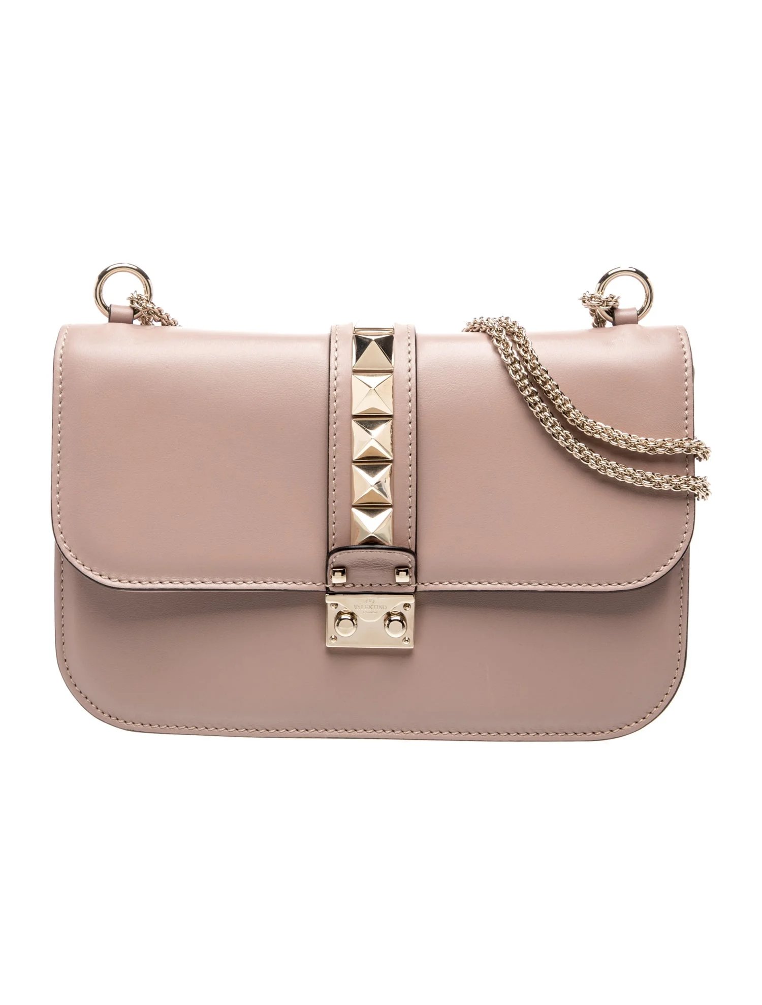 Rockstud Vitello Glam Lock Rockstud Flap Bag Medium