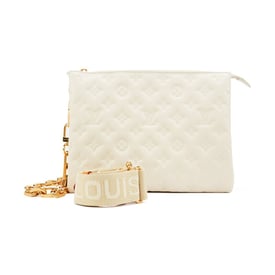 Louis Vuitton Cream Puffy Monogram Lambskin Coussin PM Gold Hardware, 2021