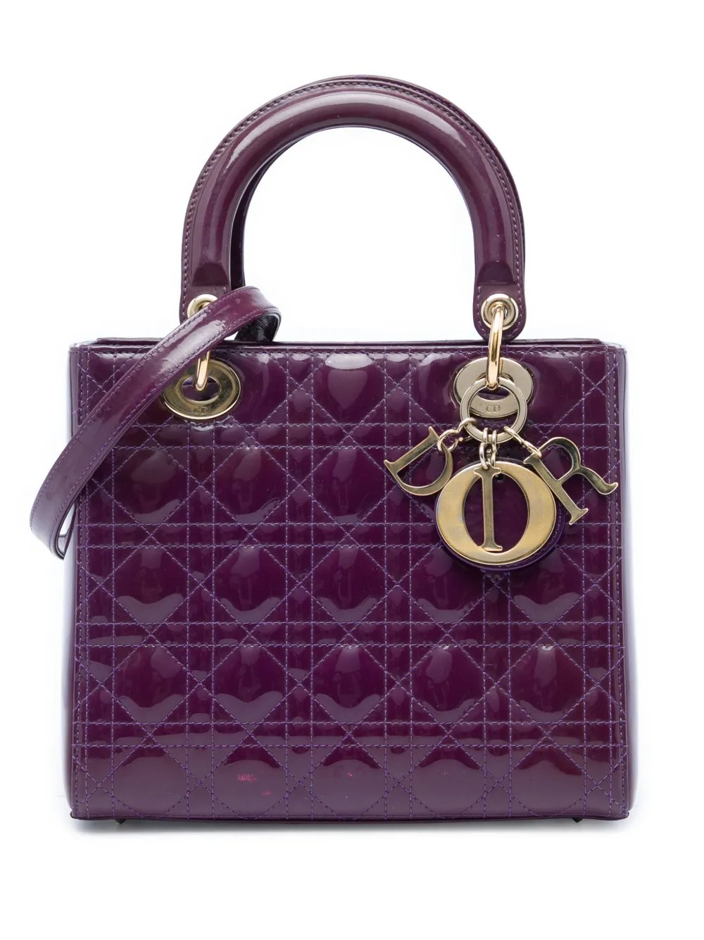 2012 Medium Patent Cannage Lady Dior satchel