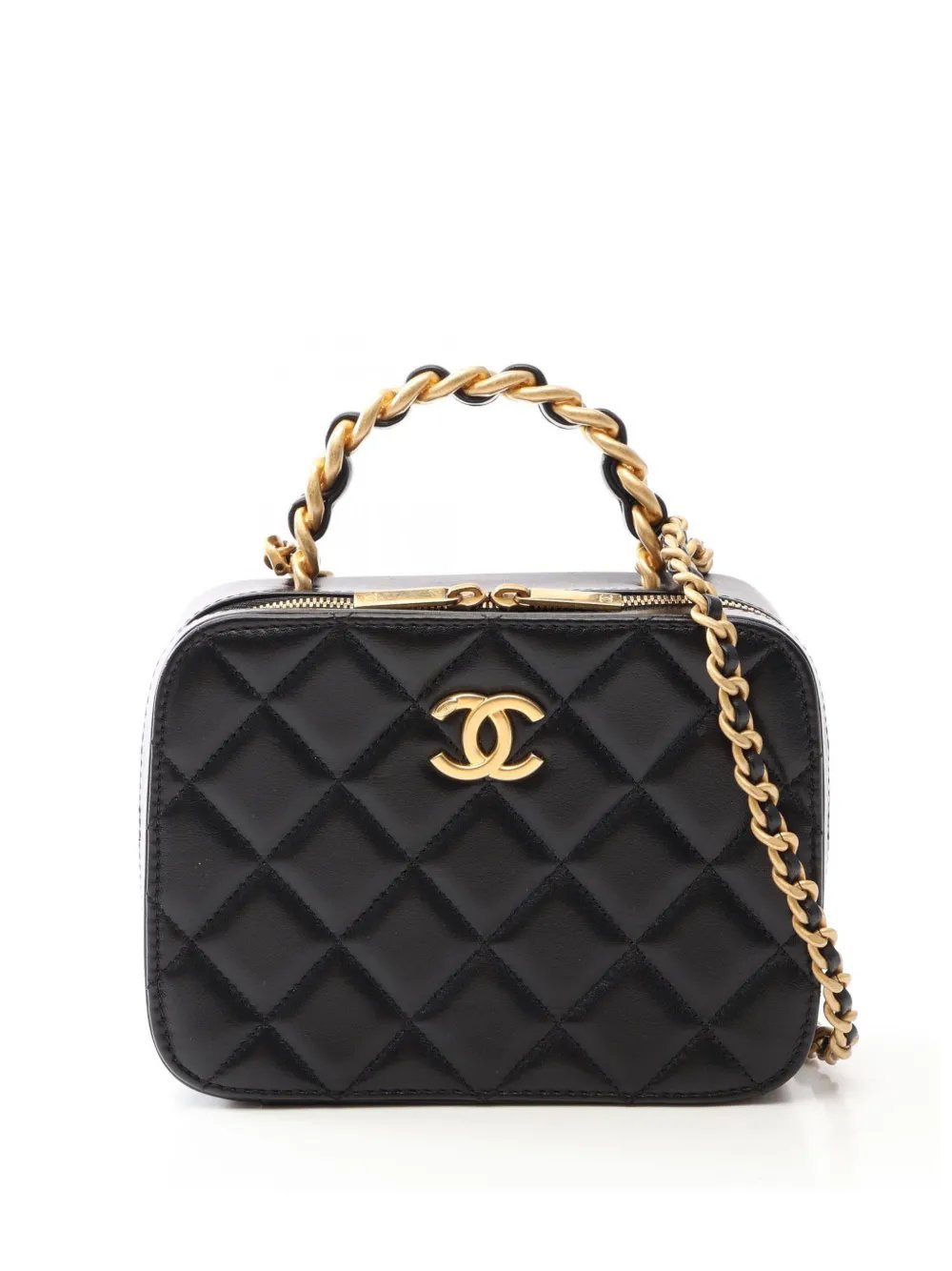 2021-2026 Small CC Quilted Lambskin Top Handle Vanity Case satchel
