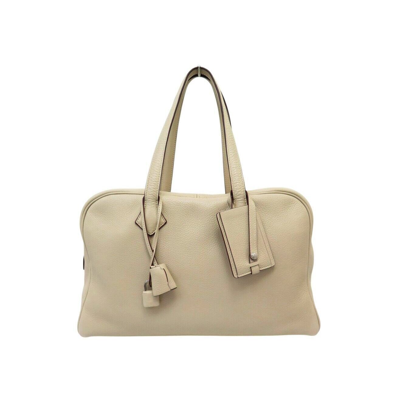 Hermes Victoria Ii 35 Handbag Cream Clemence Leather 2008