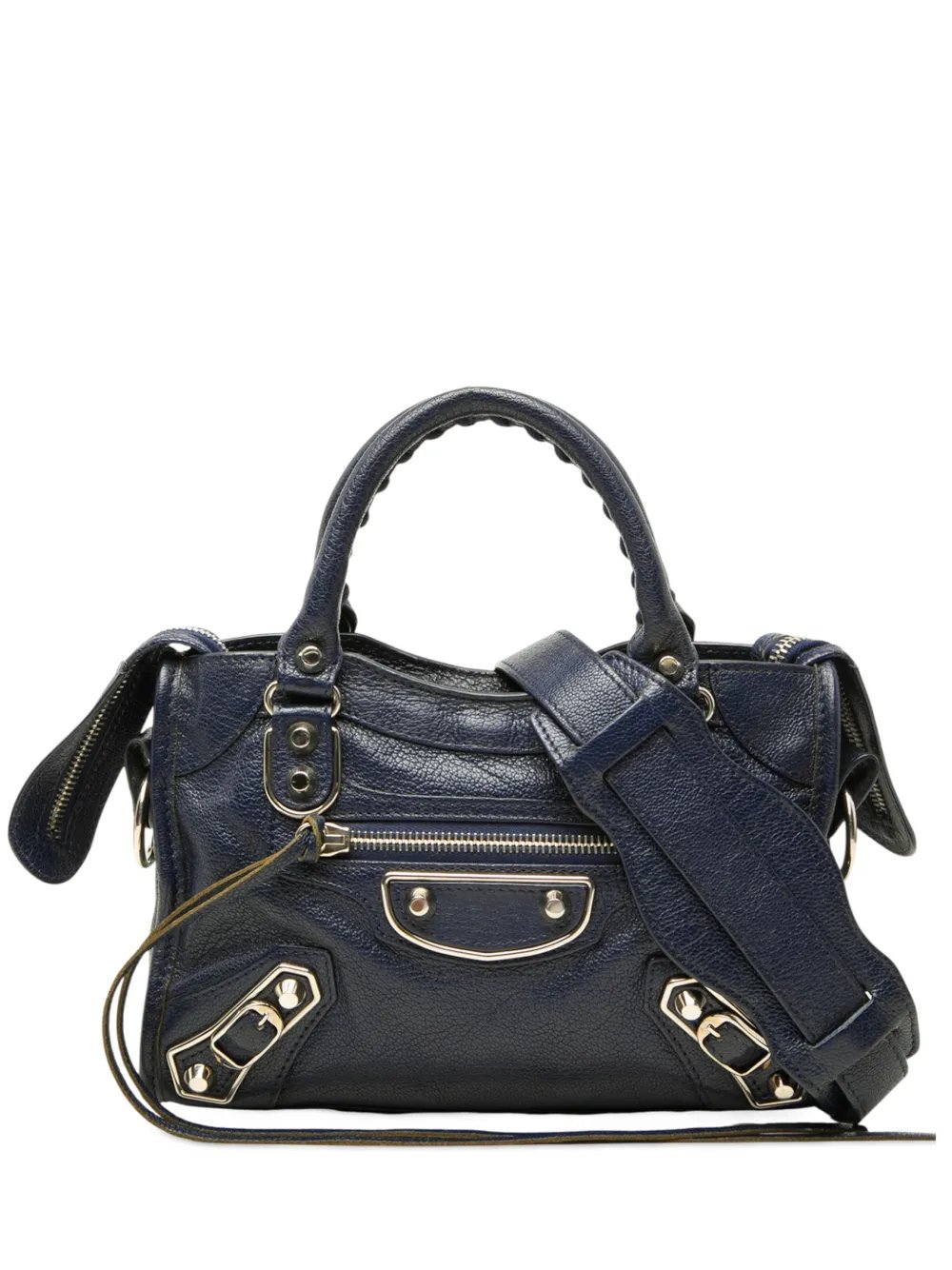 2018 Mini Goatskin Motocross Classic Metallic Edge City satchel
