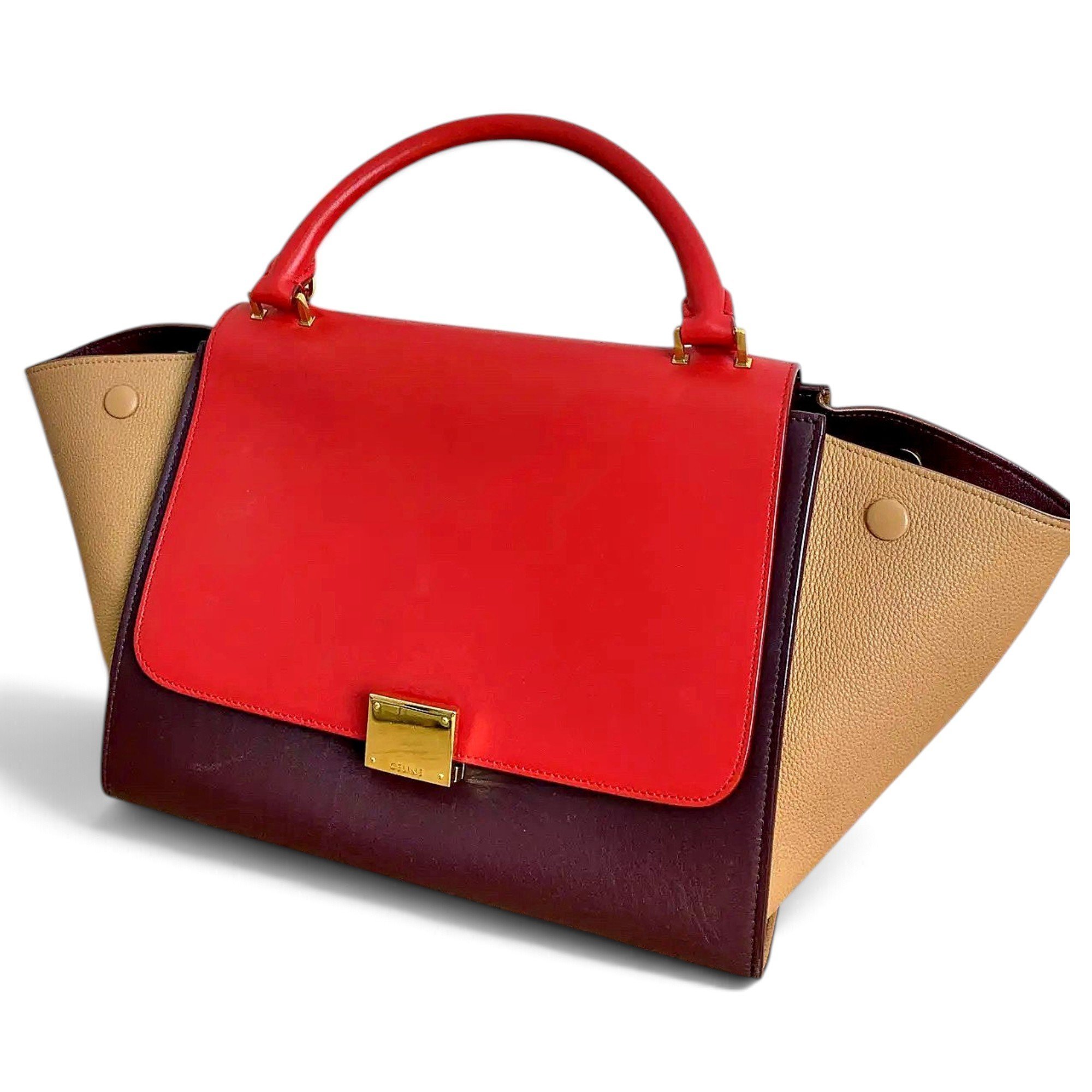 Trapèze leather handbag