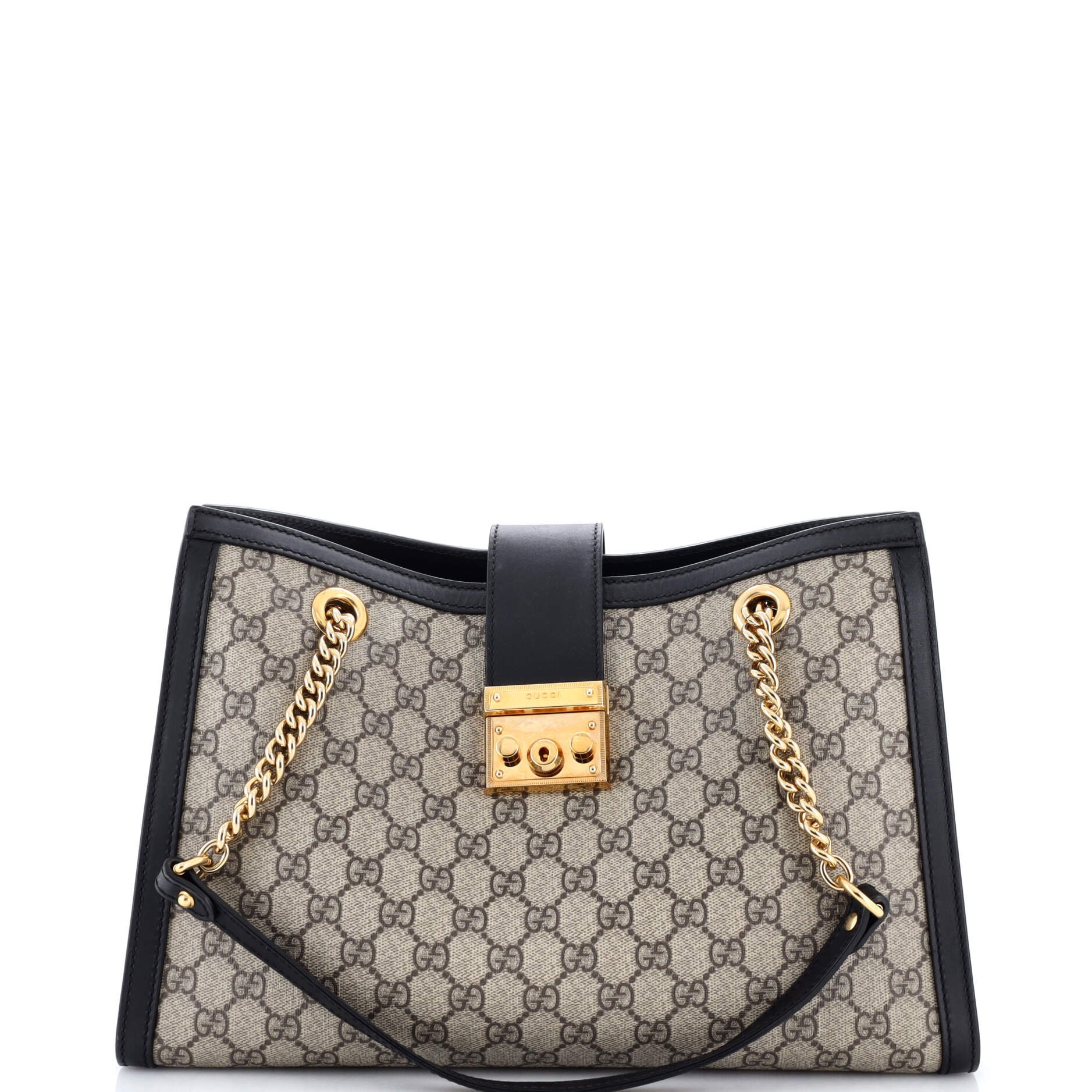 Padlock Chain Tote GG Coated Canvas with Leather Medium
