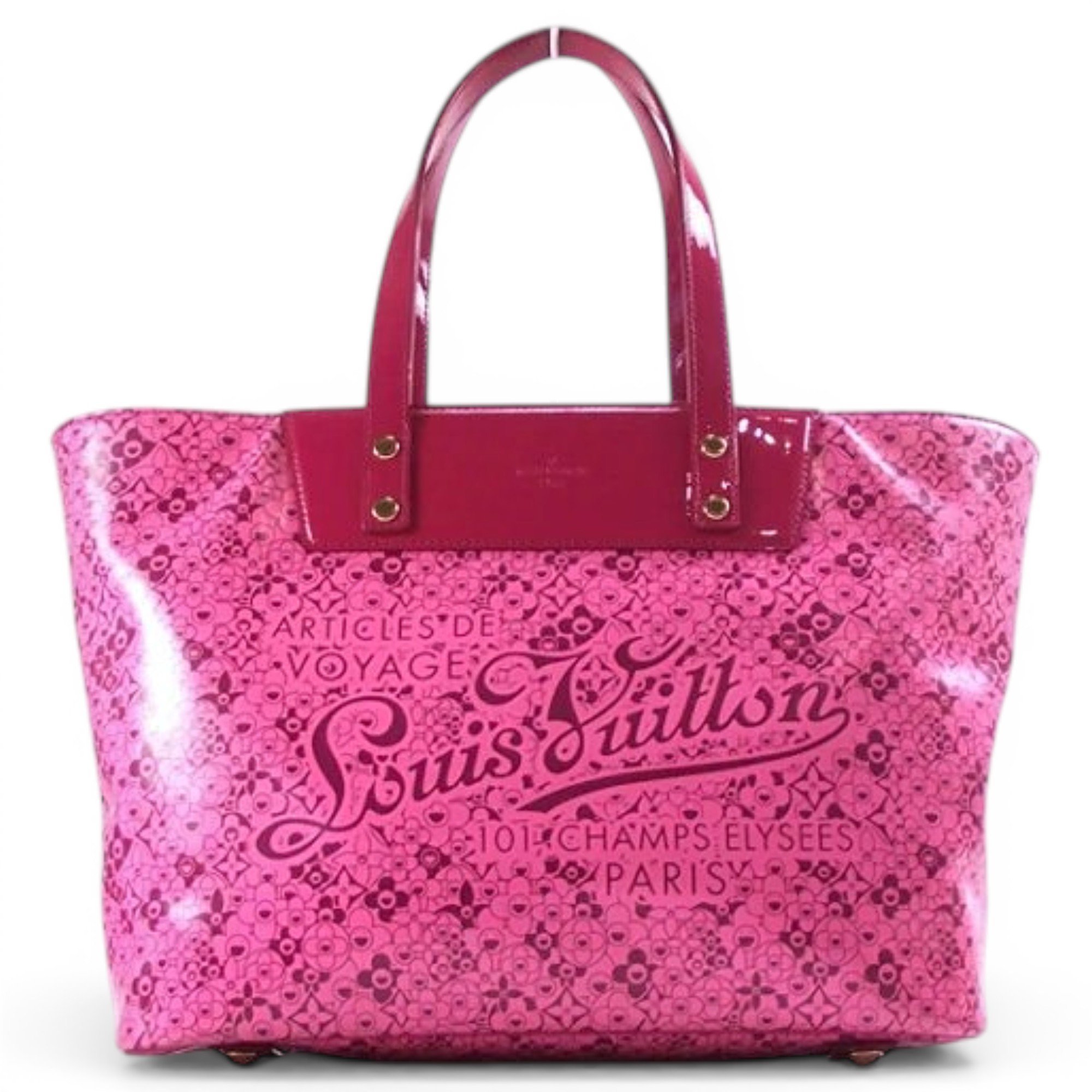 Cosmic blossom patent leather handbag