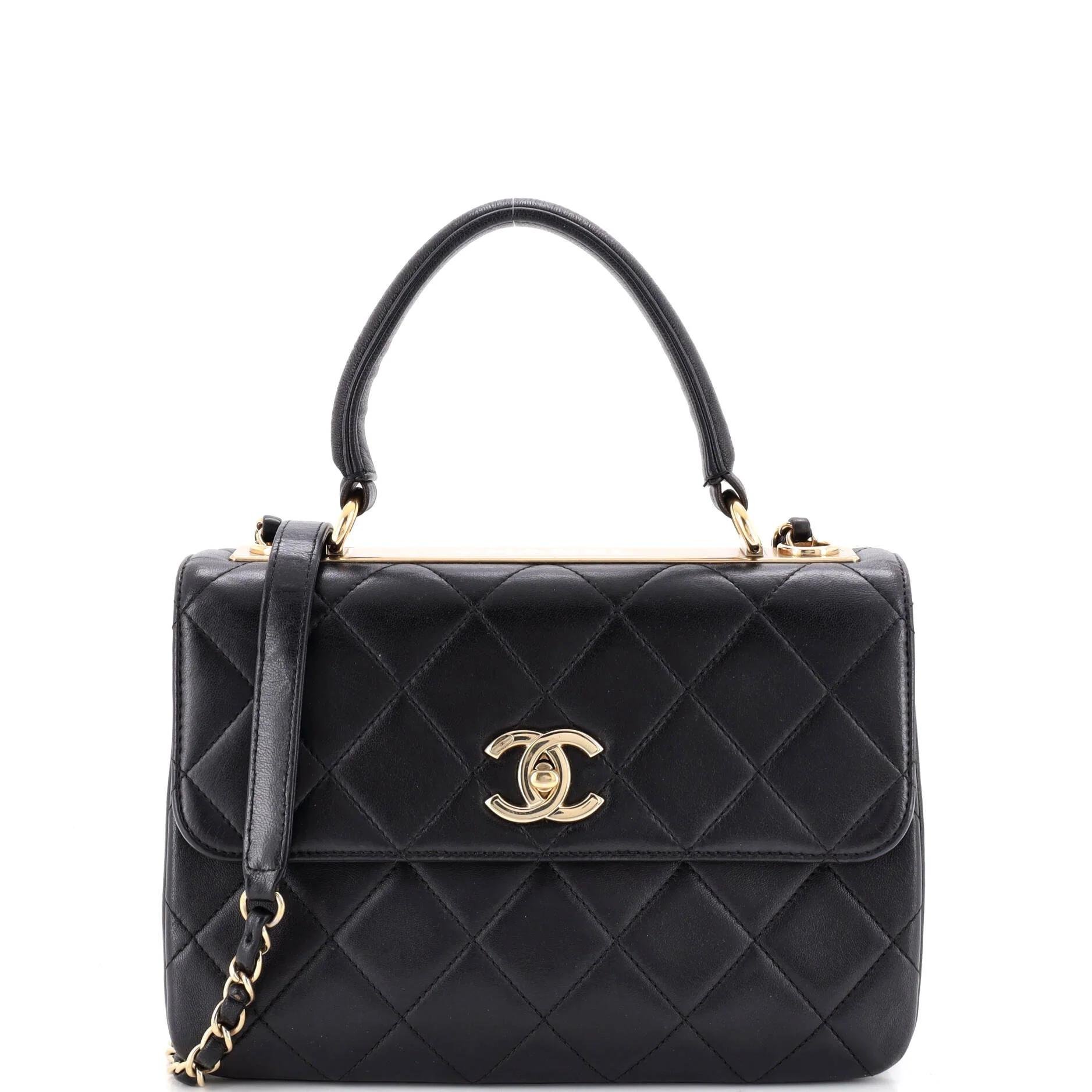Trendy CC Top Handle leather handbag