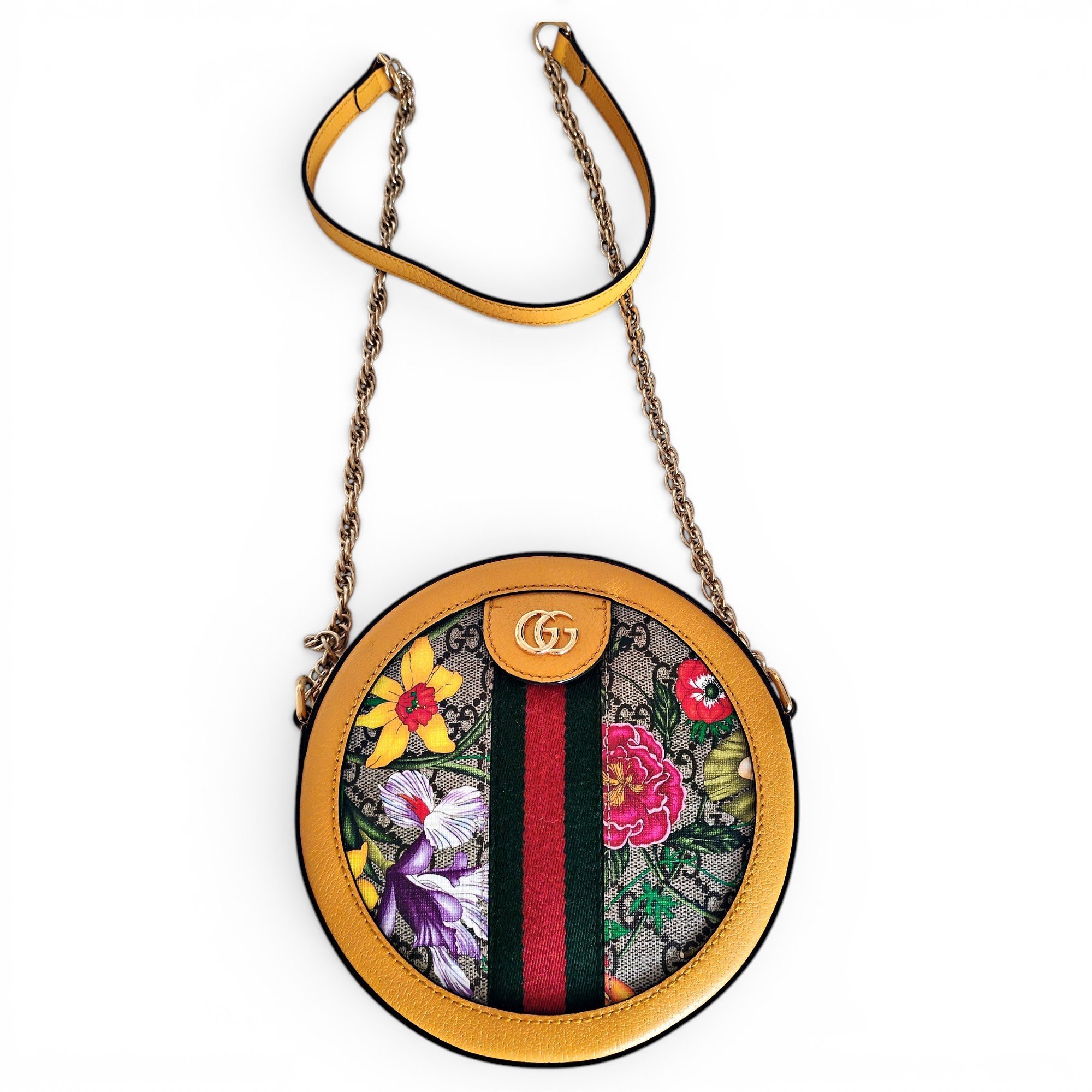 Ophidia Round leather crossbody bag