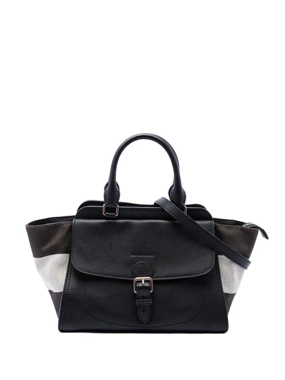Burberry 2000-2017 Leather and Mega Check Canvas Harcourt satchel